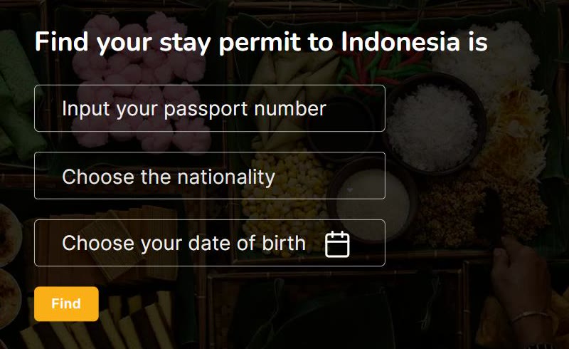 Страница «Find your stay permit»: номер паспорта, гражданство, дата рождения и кнопка «Find»